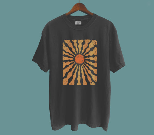 Vintage Sun Tee, Retro Boho Sun Shirt, Vintage Grunge Sun Shirt, Vintage Art Nouveau shirt, Comfort Colors® Tee, Bella Muscle Crop Tank